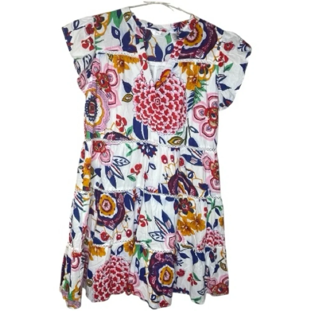 Kaktus Colorful Floral Dress Sz M - Picture 2 of 4